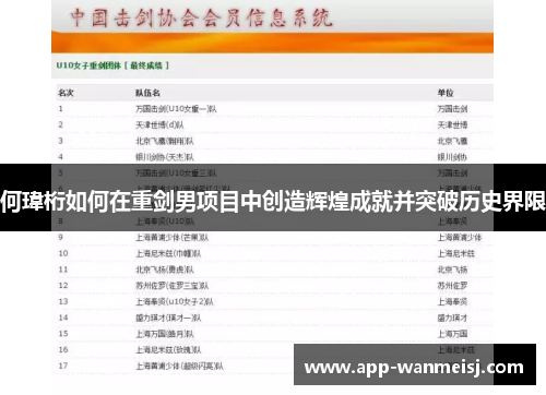 何瑋桁如何在重剑男项目中创造辉煌成就并突破历史界限