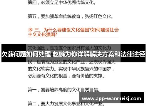欠薪问题如何处理 赵鹏为你详解解决方案和法律途径
