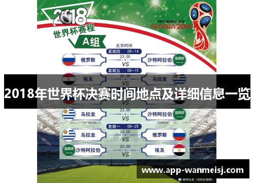 2018年世界杯决赛时间地点及详细信息一览