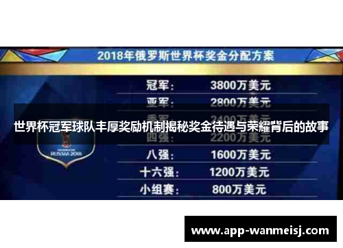 世界杯冠军球队丰厚奖励机制揭秘奖金待遇与荣耀背后的故事